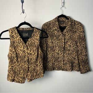 168. Vintage Louben Leopard Print Blazer & Vest Set Made in Canada Women’s 8/6